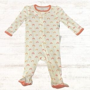 Cloud Island Cream Rainbow Footie with Orange Accents